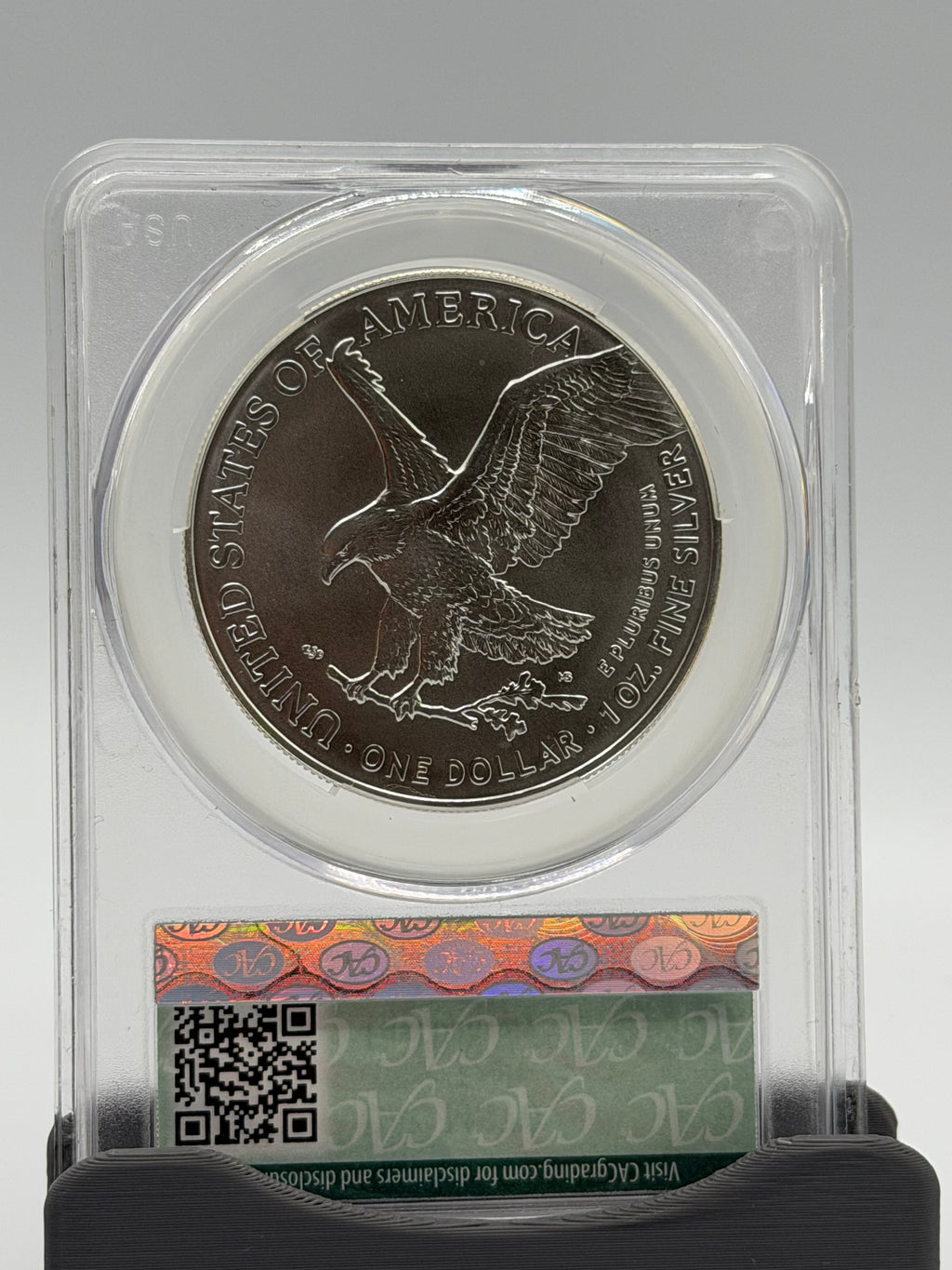 2025 $1 Silver Eagle CAC Grading MS70 First Delivery Flag Label