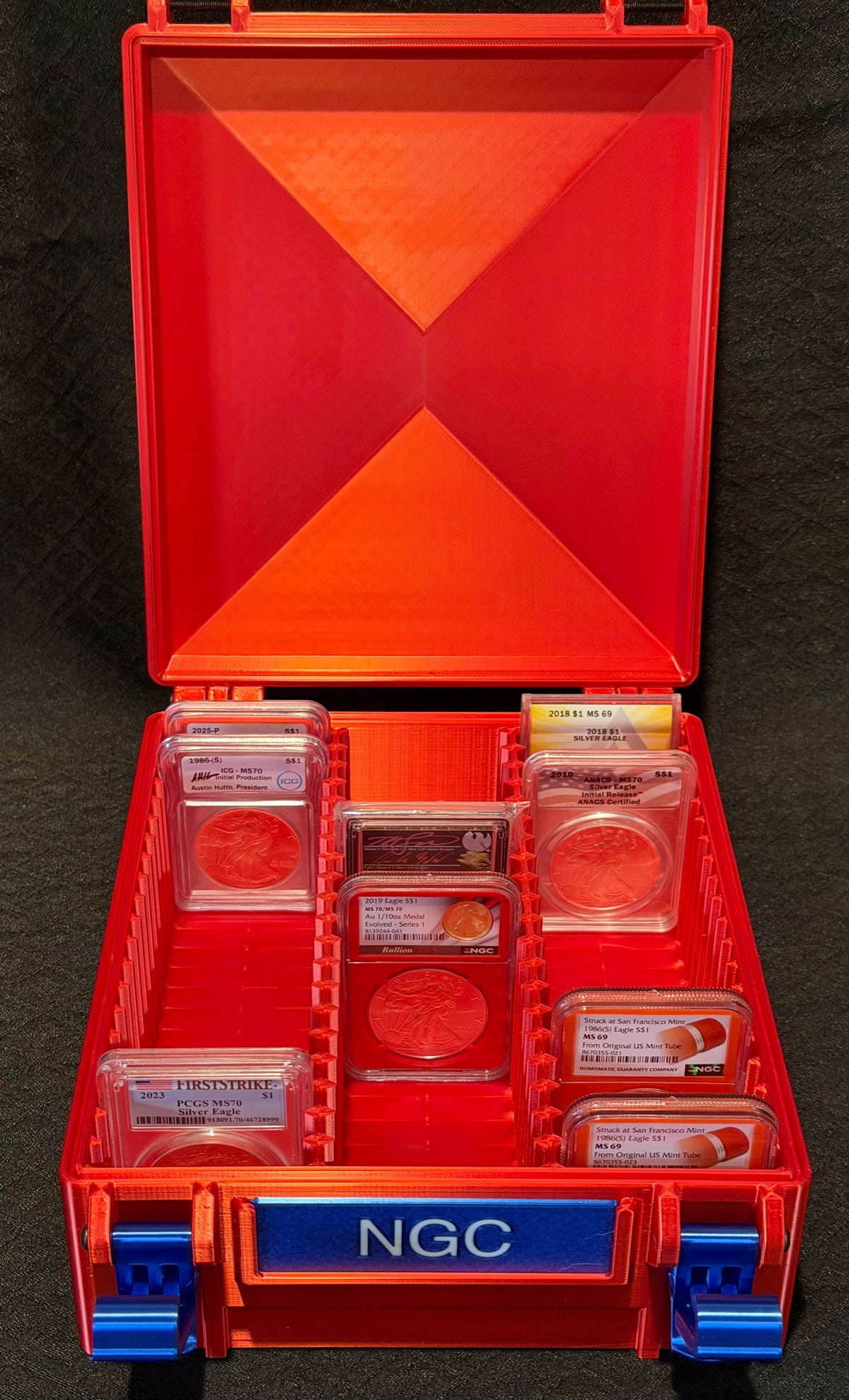 60 Spot Slab Storage Box NGC / PCGS / IGC Container Candy Red