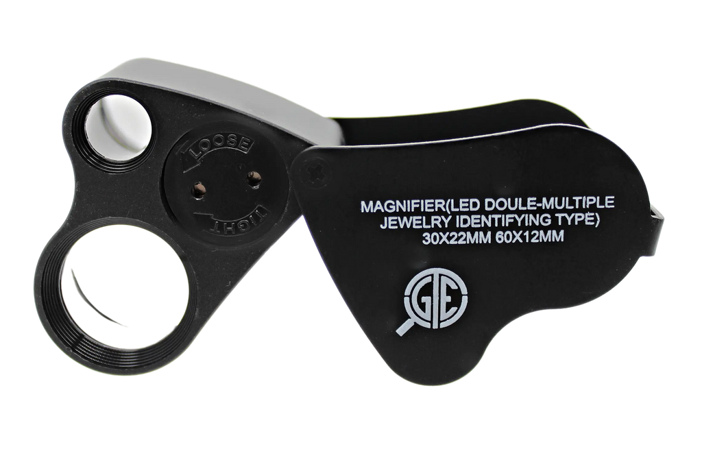 GTE 30X 60X Illuminated Jewelers Eye Loupe Foldable Magnifier Bright LED Light
