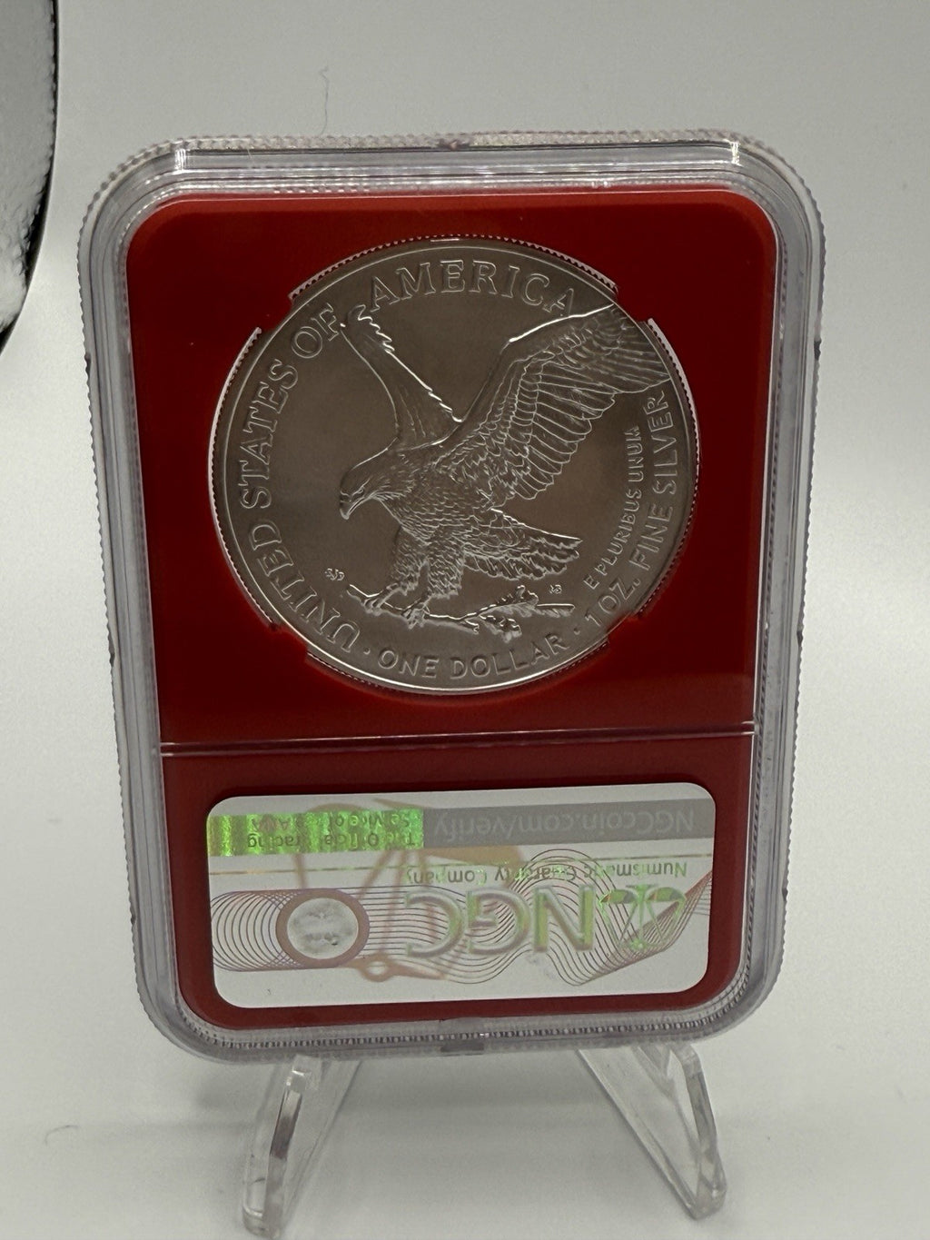 2023 American Silver Eagle MS70 NGC Red Core Amac label