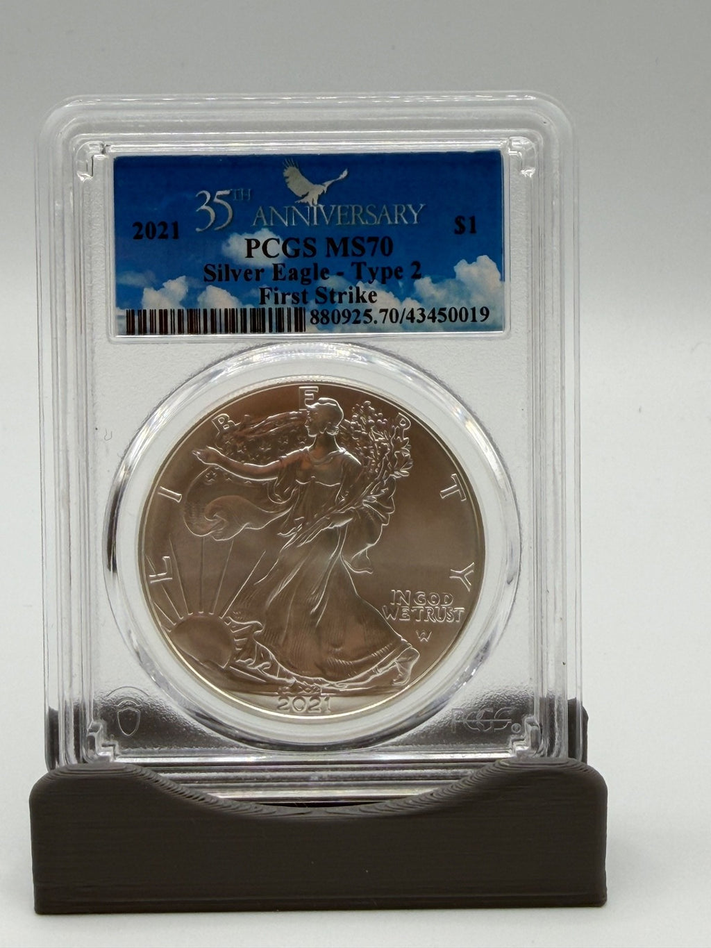 2021 $1 Silver Eagle Type 2 PCGS MS70 First Strike 35th Anniversary Label