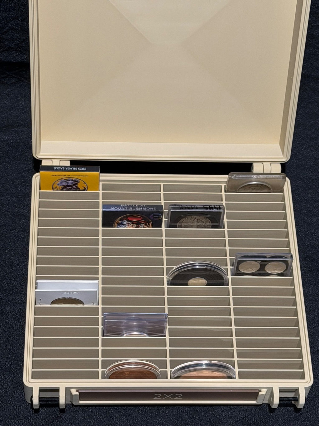 Storage Box Holds 80X 1, 5, 10 Gram Geiger Silver/Gold Bars In Assay/ 2X2 Flips