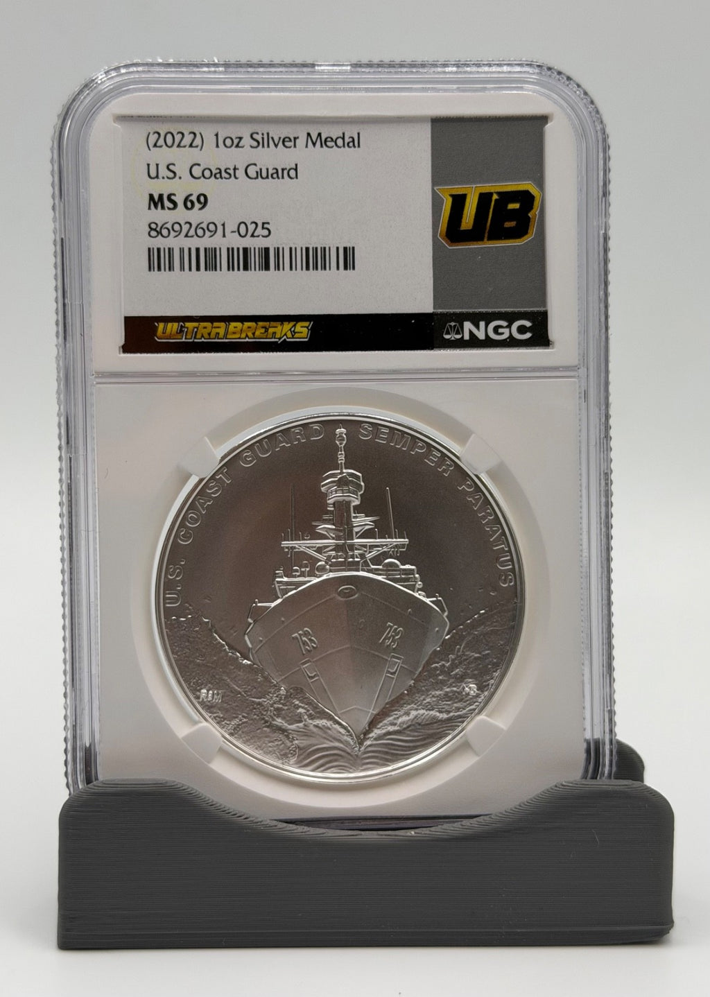 2022 US Mint Coast Guard 1oz Silver Medal - NGC MS69 - Ultra Breaks Label