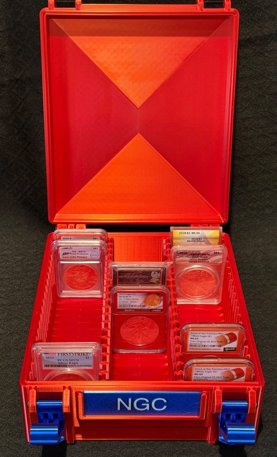 60 Spot Slab Storage Box NGC / PCGS / IGC Container Candy Red