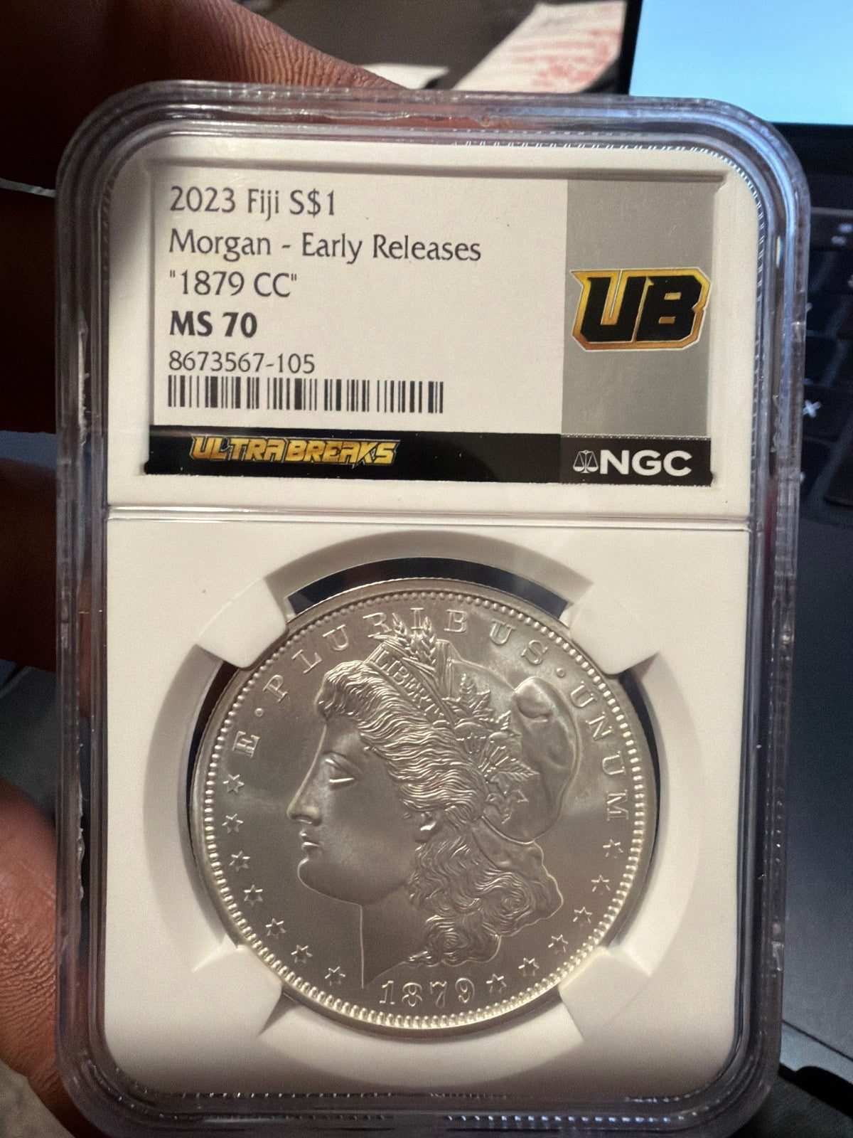 2023 Fiji $1 Morgan "1879 CC" Ultra Breaks NGC MS70 Early Releases Silver Coin