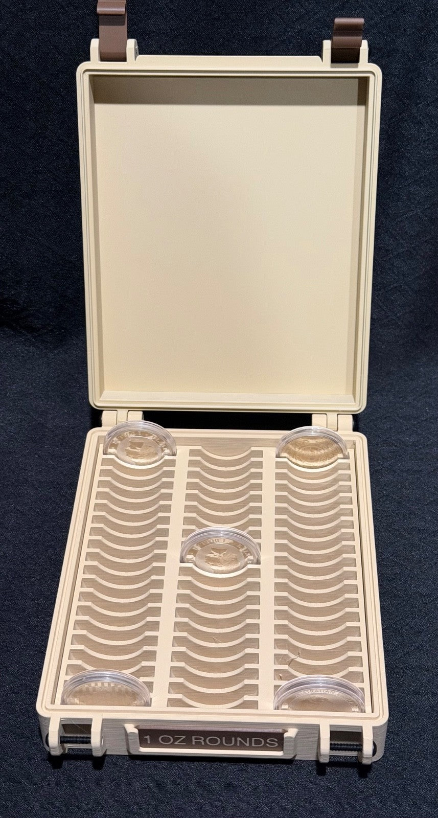 60 Spot 1 Oz Round Storage Box 45.5 O.D. Capsules -Silver