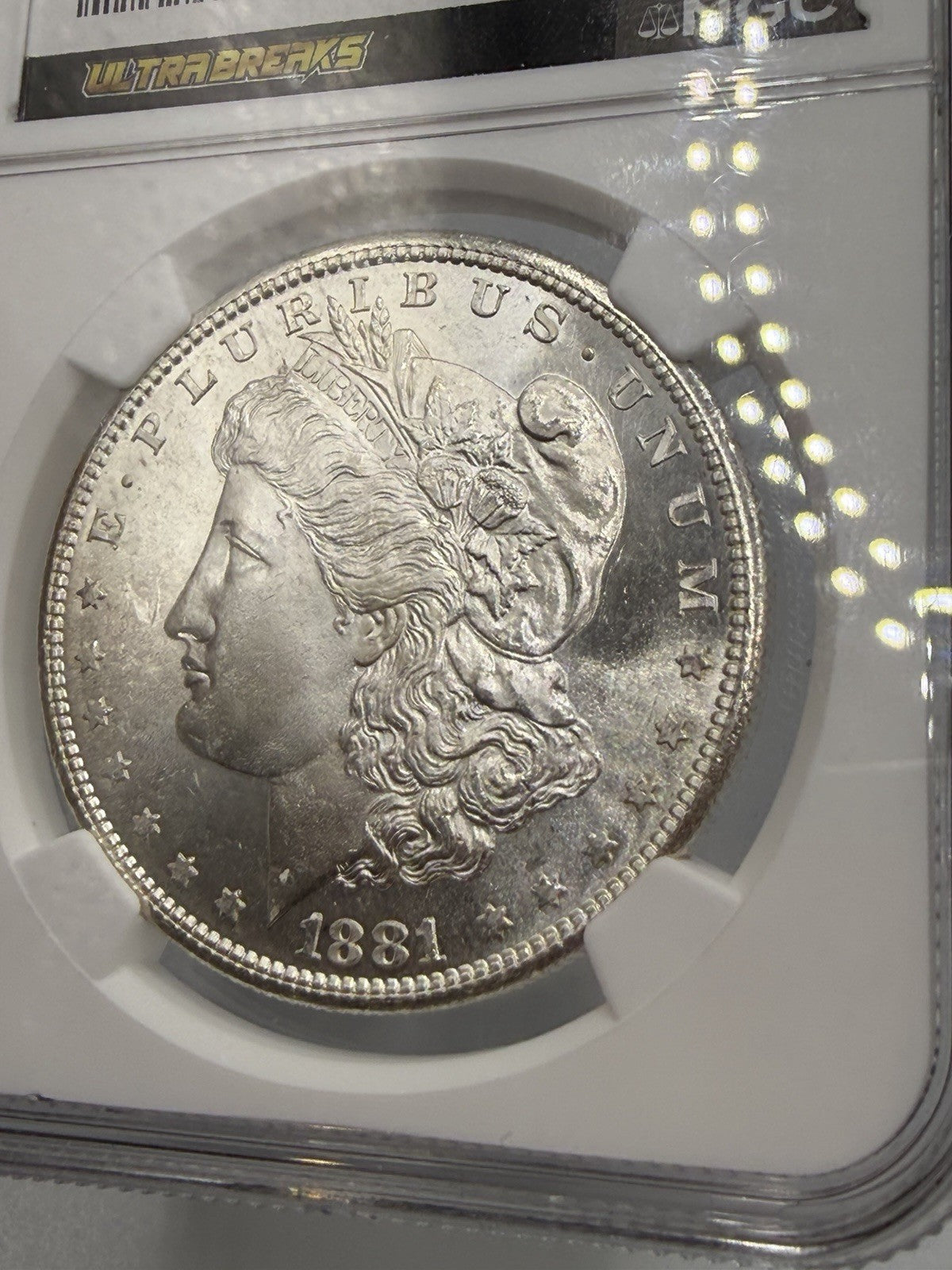 1881-S Morgan Silver Dollar NGC MS65 UltraBreaks San Francisco Chase UB Label