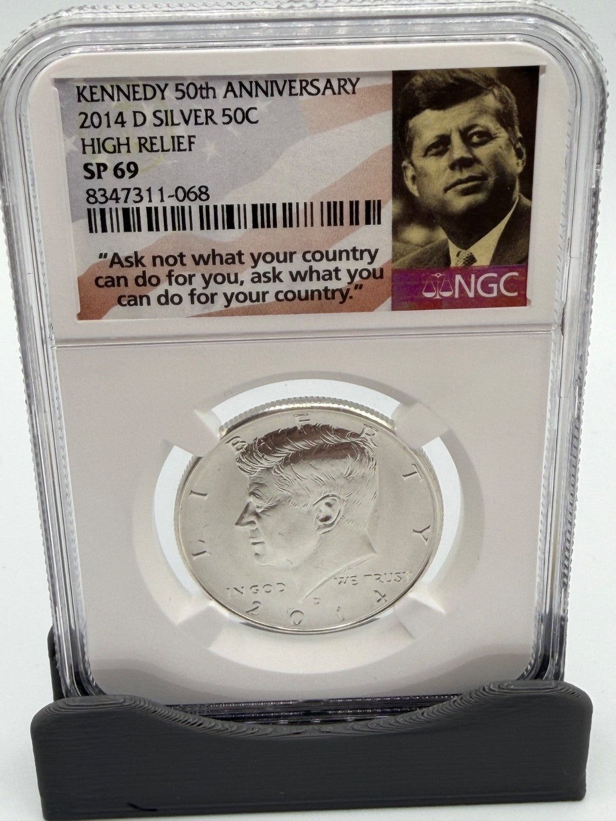 2014-D Kennedy Silver Half NGC SP69 High Relief 50th Anniversary