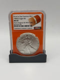 1986(S) 1 oz Silver Eagle NGC MS69 Struck At San Francisco Mint Orange Core