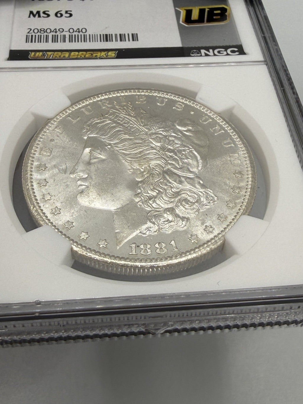 1881-S Morgan Silver Dollar NGC MS65 UltraBreaks San Francisco Chase UB Label