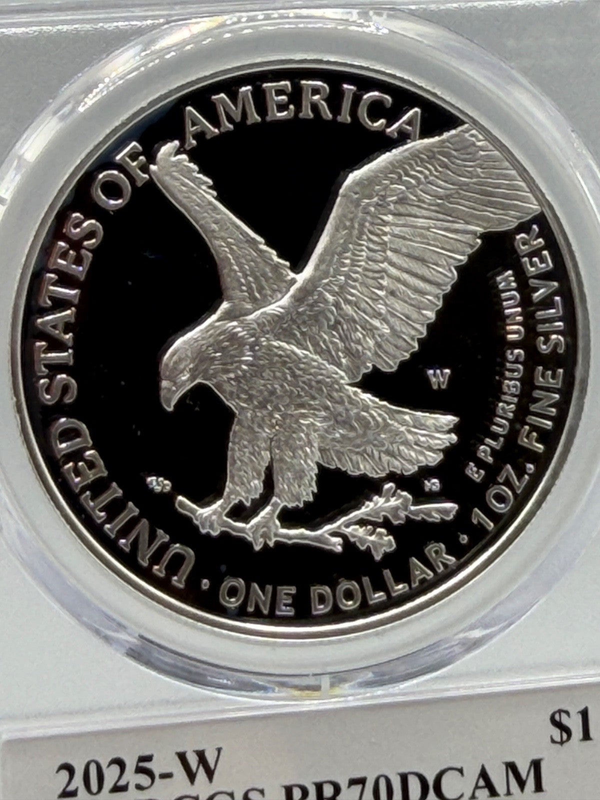 2025-W PCGS PR70DCAM Silver Eagle First Day Issue - Emily Damstra Signed