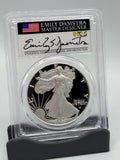 2025-W PCGS PR70DCAM Silver Eagle First Day Issue - Emily Damstra Signed