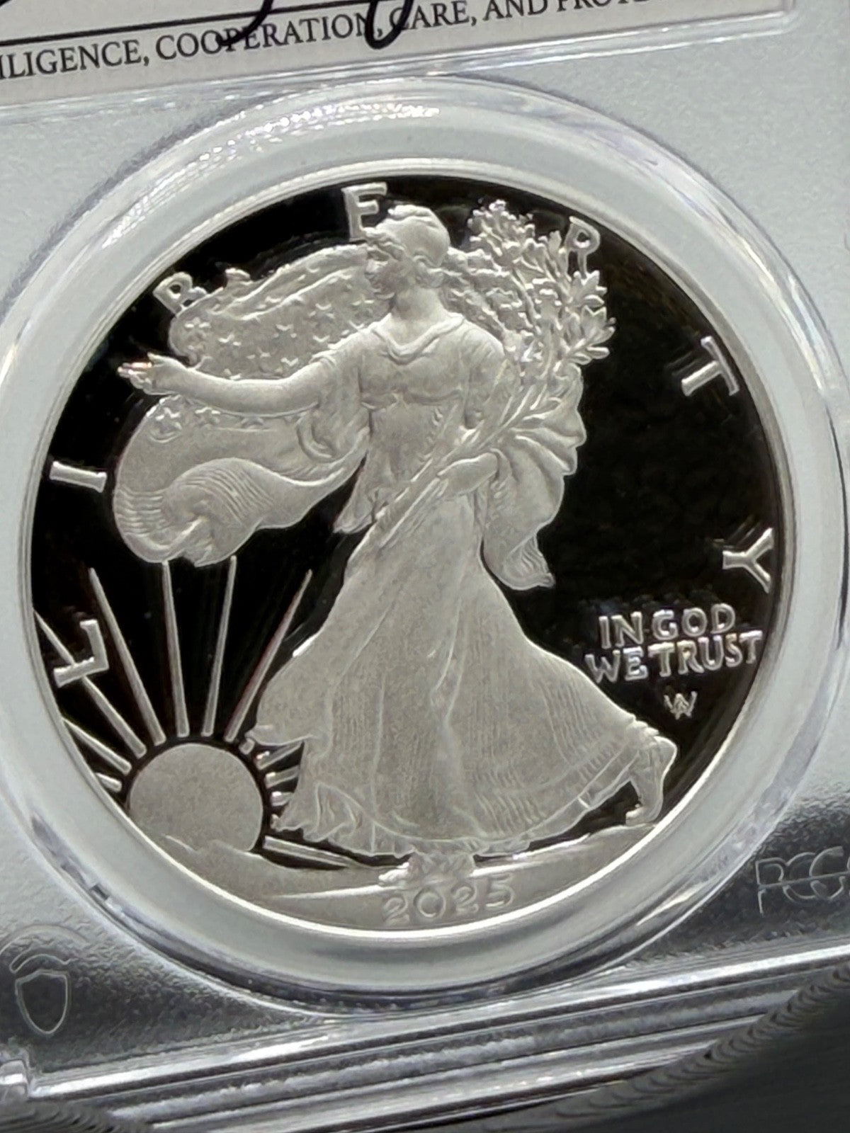2025-W PCGS PR70DCAM Silver Eagle First Day Issue - Emily Damstra Signed